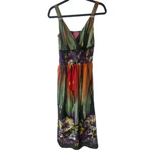 Diva Collection sun dress maxi boho sleeveless straps midriff gathered Med READ